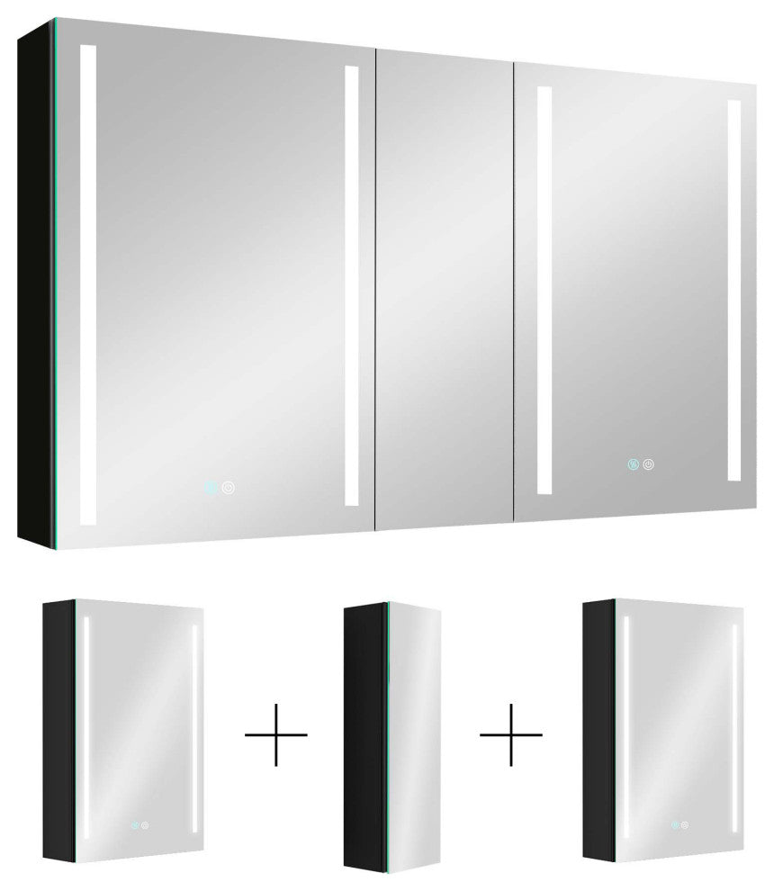 50 in.W x 30 in. H Aluminum Surface Mounted LED Medicine Cabinet with Doors
