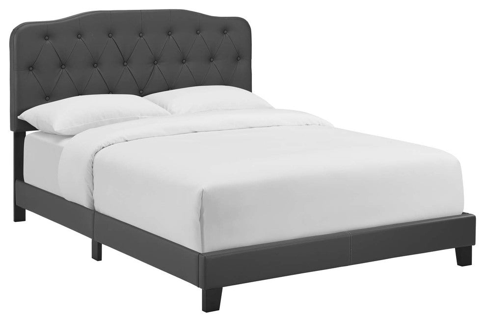 Amelia King Faux Leather Bed, Gray