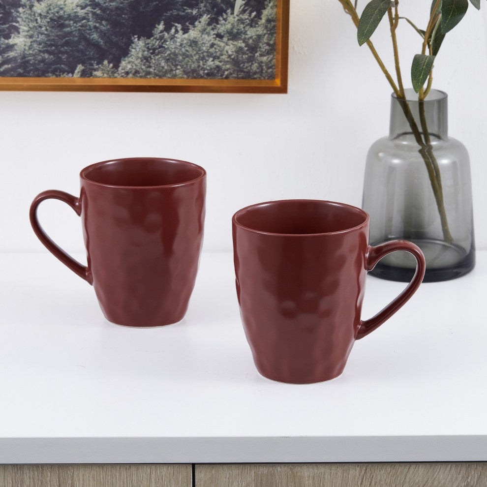 Stone Lain Clara Porcelain 32 Piece Dinnerware Set, Burgundy