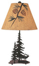 Burnt Sienna iron Nature Scene Table Lamp With 2 Feather Trees and Elk