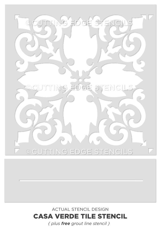 Casa Verde Tile Stencil, DIY Faux Tiles, Cement Tile Stencils, Small