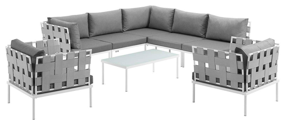 Harmony 8-Piece Outdoor Patio Aluminum Sectional Sofa Set