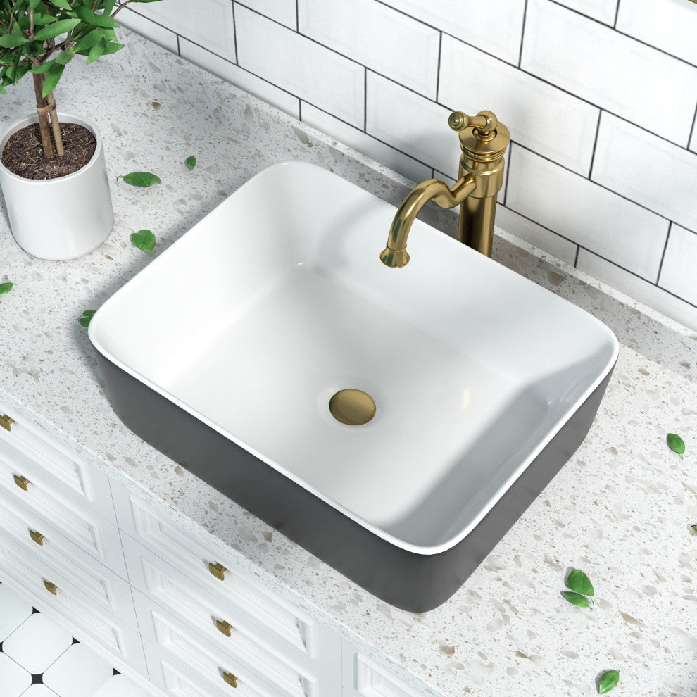 19"X15" Ceramic Rectangular Vessel Bathroom Above Counter Sink