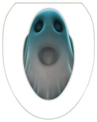 Bowl Ghost Toilet Tattoos Seat Cover, Vinyl Lid Decal, Halloween Bathroom , Elongated
