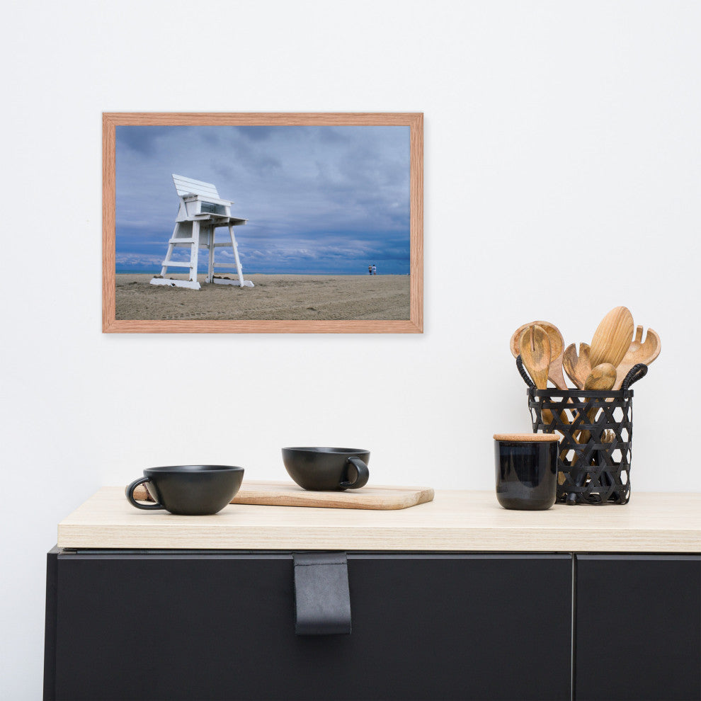 Approaching Storm Landscape Photo Paper Coastal Art Framed Wall Art Print, Red Oak, 12" X 18"