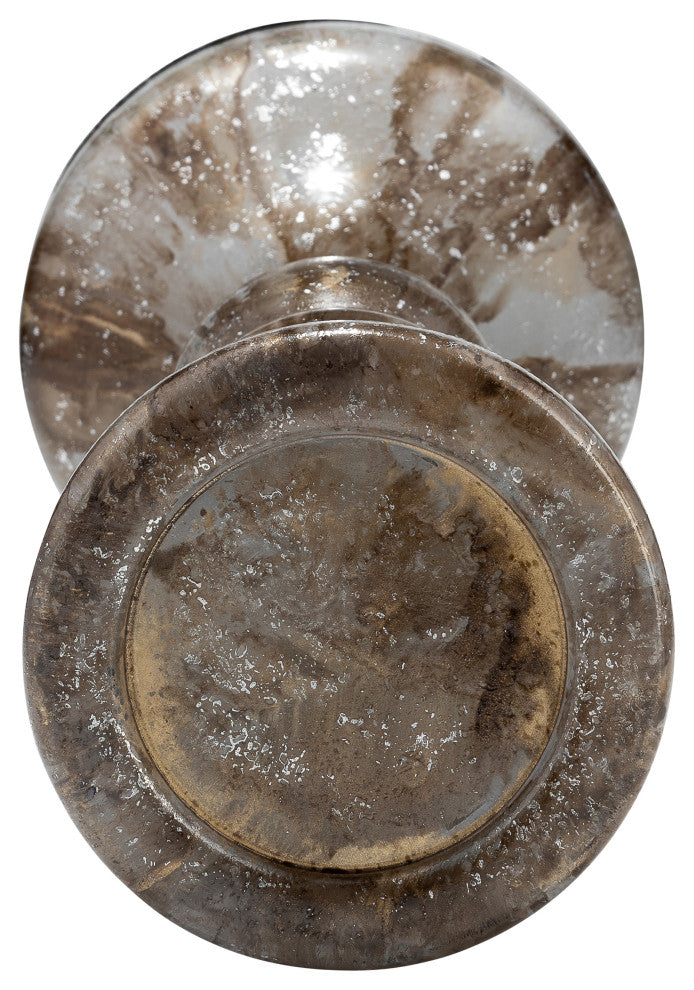 Glass, 13"H, Bubbly Candle Holder, Brown