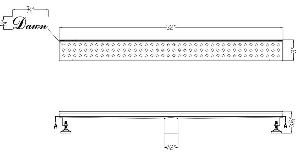 Dawn  Mississippi River Series, Linear Shower Drain 32"L