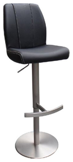 45" Black Leatherette And Steel Bar Stool