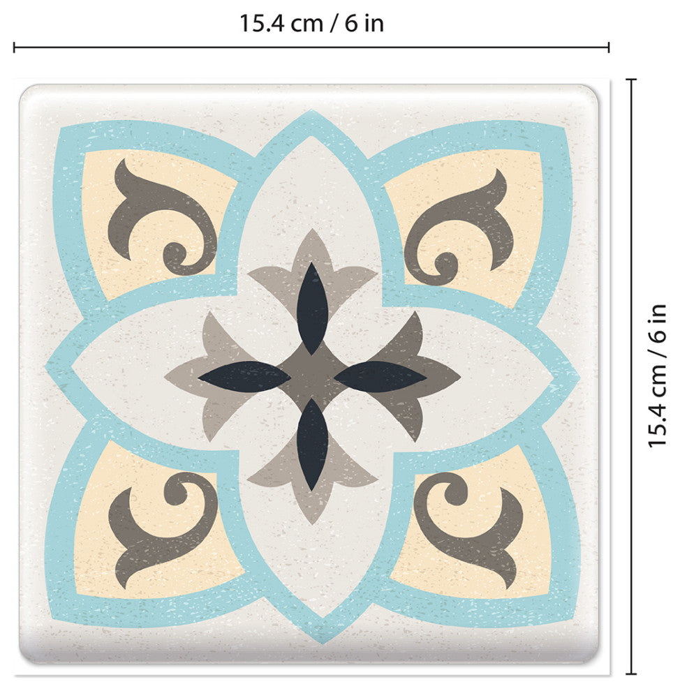 6" Sanish Retro Mediterranean Crush Glossy 16 pcs 3D Tile Stickers
