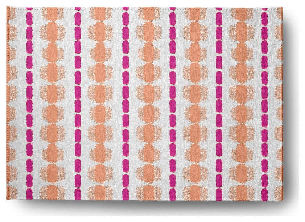 Watercolor Stripe Spring Chenille Rug, Orange-Orchid, 5'x7'