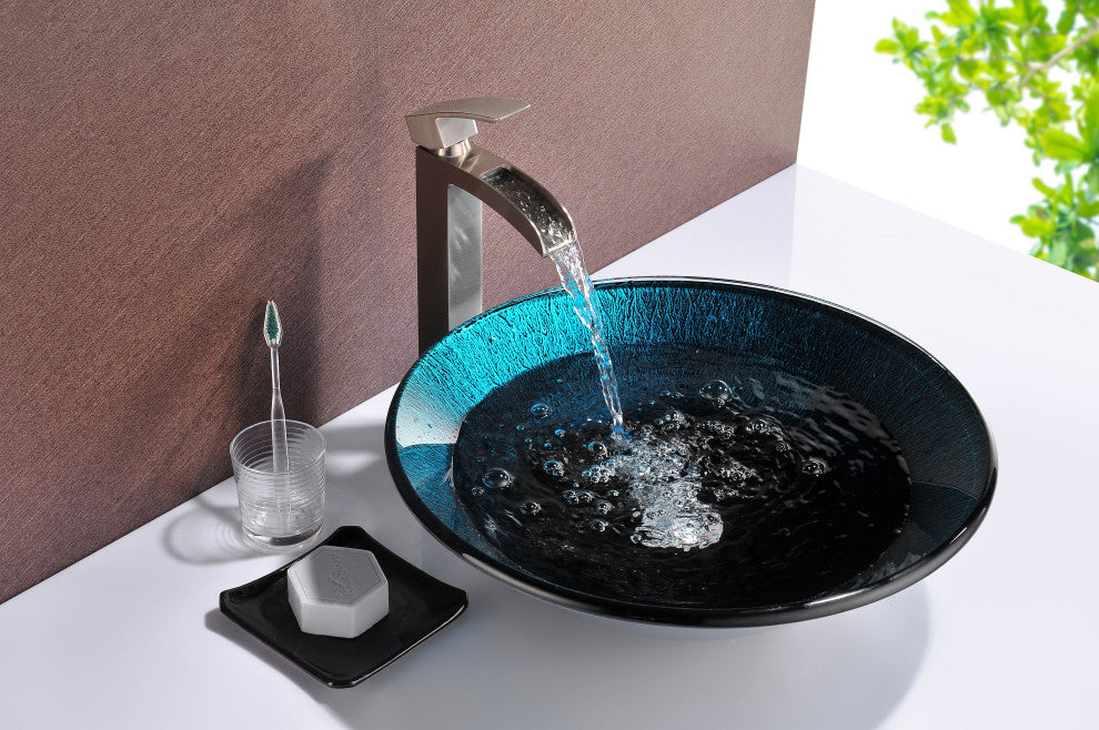 ANZZI Tara Series Tempered Glass Bathroom Vessel Sink