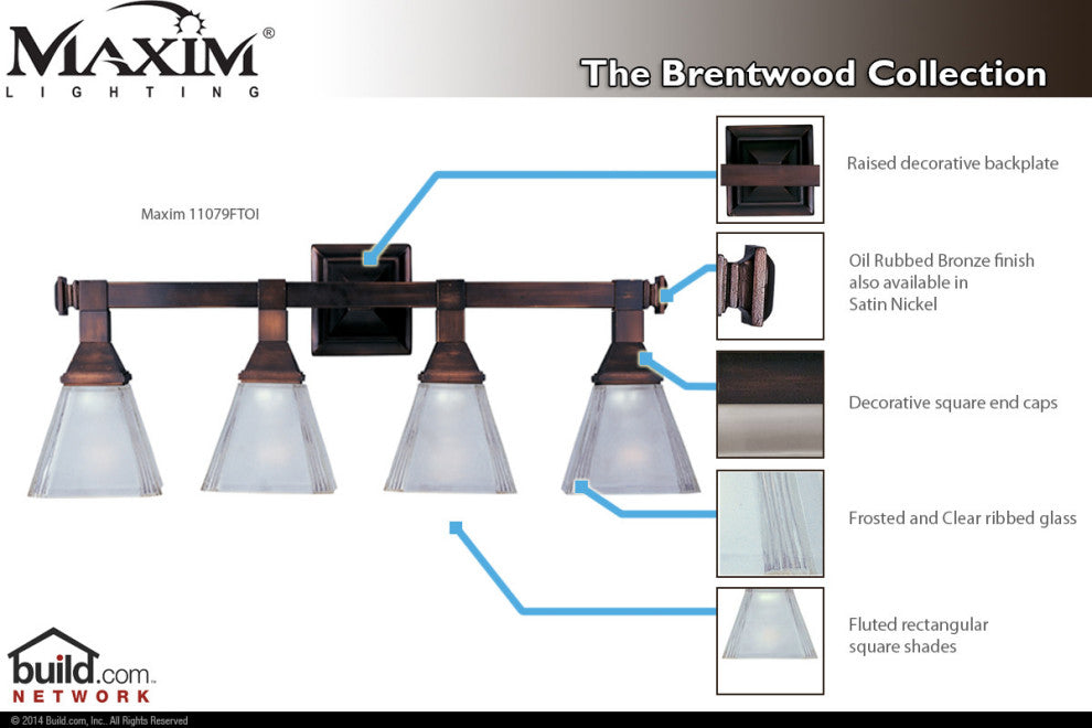 Maxim Lighting Brentwood 4-Light Bath Vanity Satin Nickel - 11079FTSN