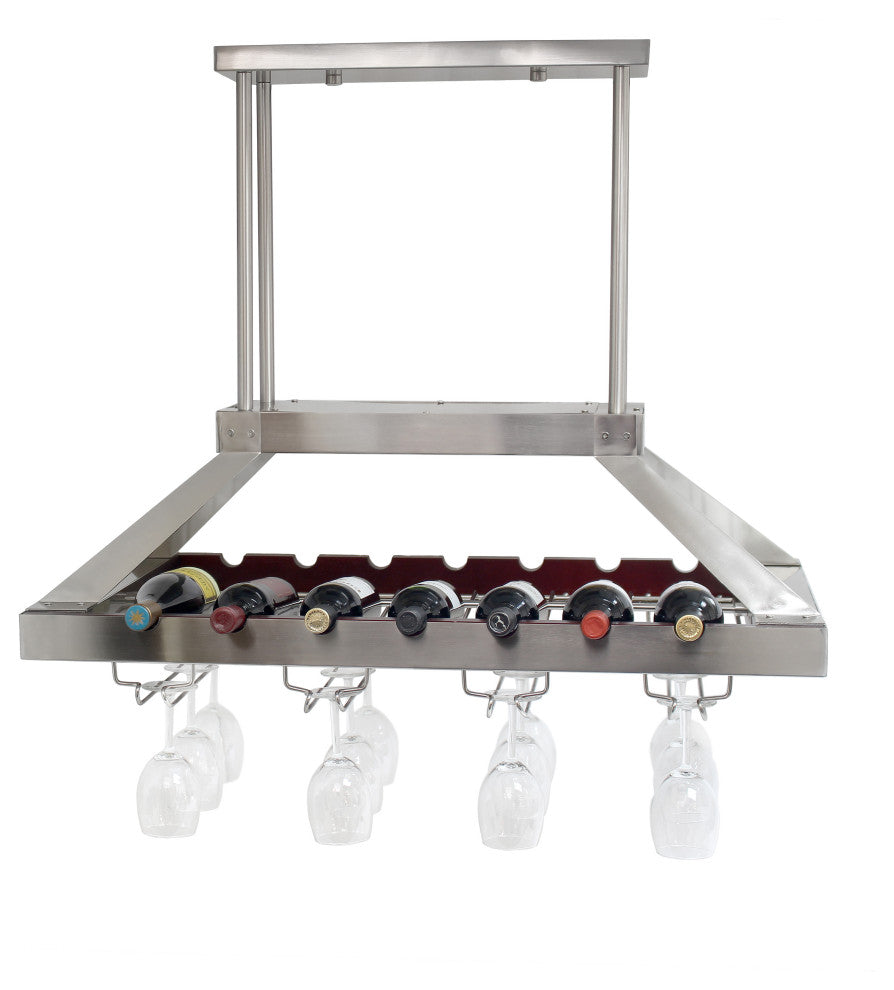 Elegant Designs 2 Light LED Overhead Wine Rack, Brushed Nickel
