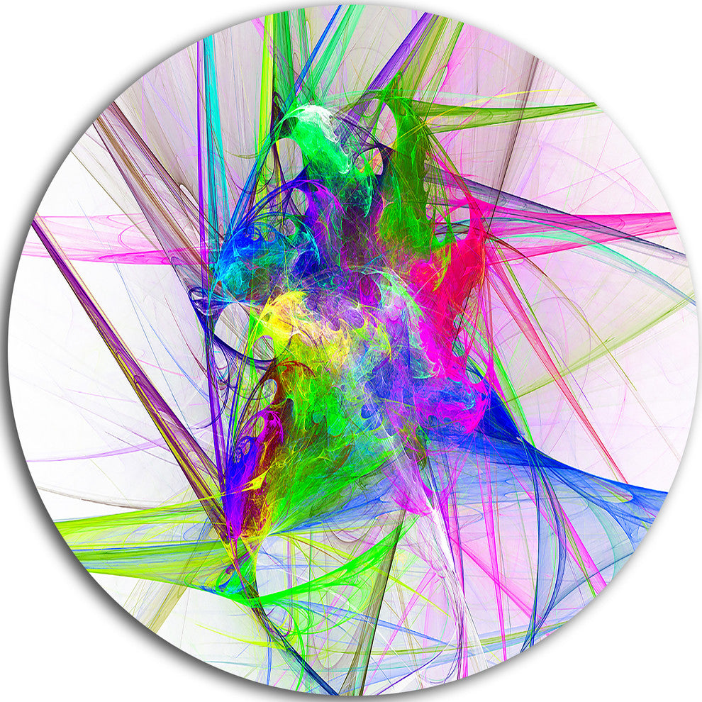 Glowing Ball Of Smoke, Abstract Digital Art Round Metal Wall Art, 23"