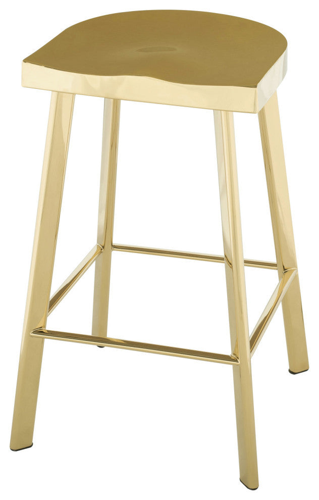 Icon Stainless Steel Stool, Gold, Counter Height