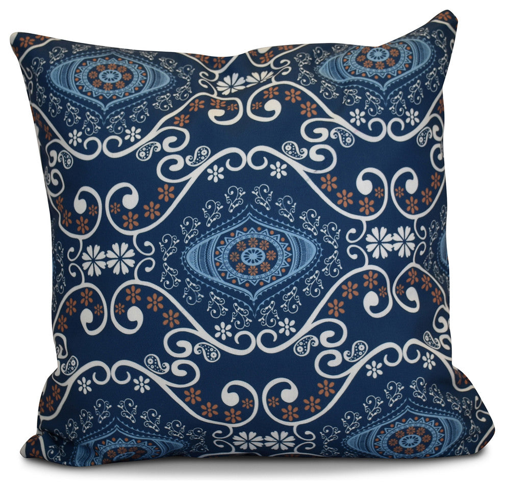 Illuminate Geometric Print Pillow, Navy Blue, 20"x20"