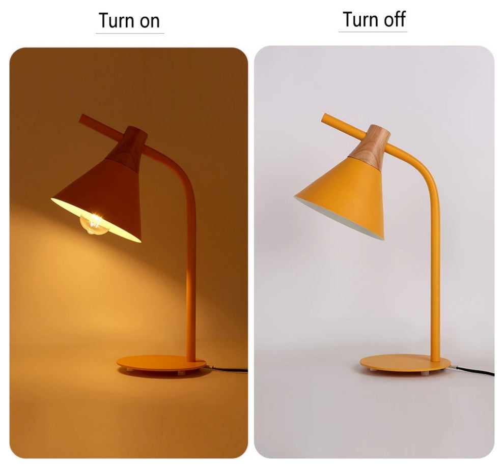 Modern simple iron wood desk lamp for study, bedroom, parlor, bookstore, hotel, Y