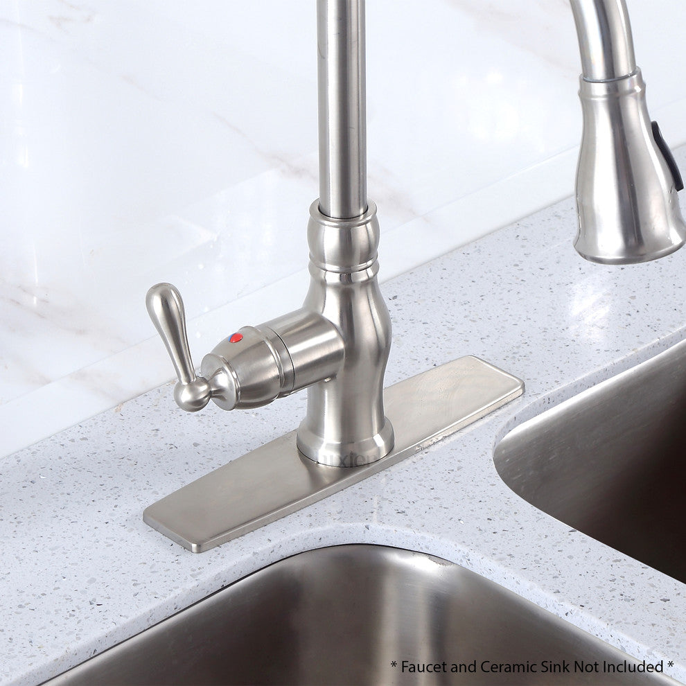 Luxier Kitchen Faucet Single-Hole Deck Plate, 10", Brushed Nickel