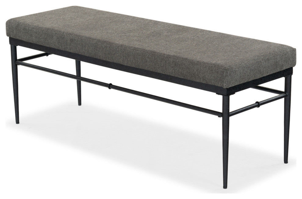 Safavieh Couture Theabella Linen and Metal Bench, Black/Dark Grey
