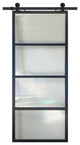 Modern French 4 Lite Clear Barn Door, 36"x96"