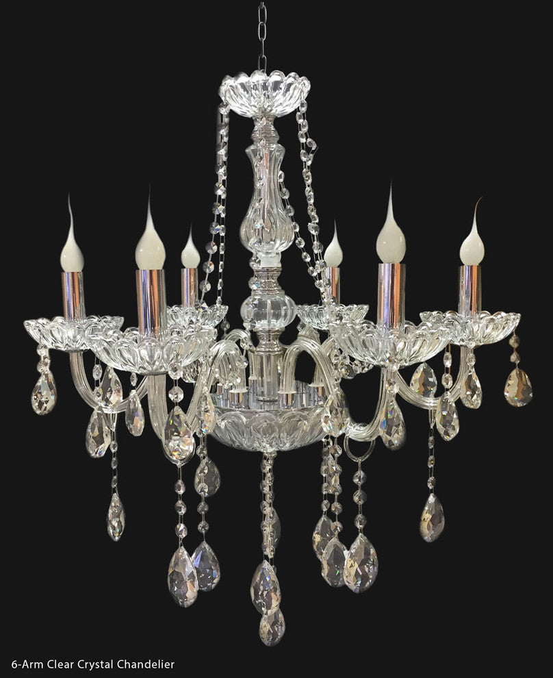 Royal Designs Classic Vintage Style Crystal Candle Chandelier Ceiling Fixture, 6