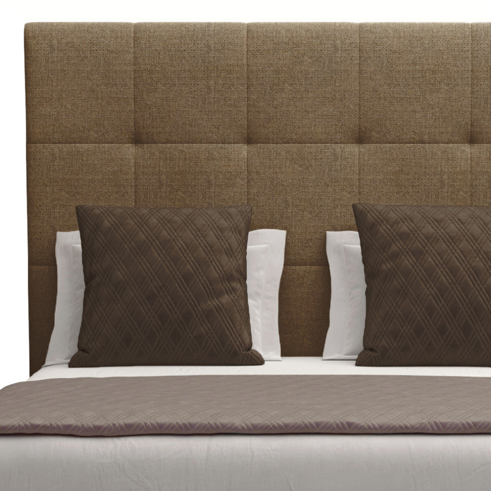 Nativa Interiors Moyra Tufted Bed, Brown, King, Headboard: Medium