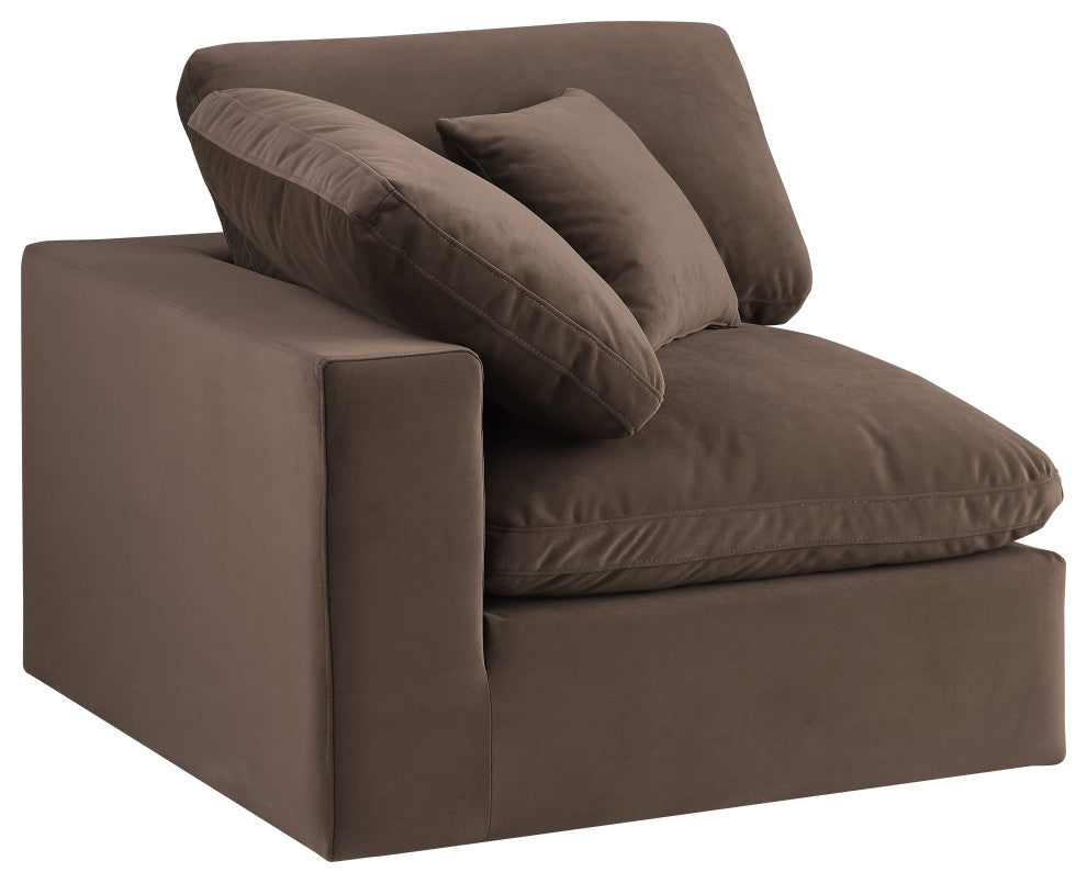 Comfy Beige Linen Textured Fabric Modular Chair, Brown, Velvet, Corner Chair