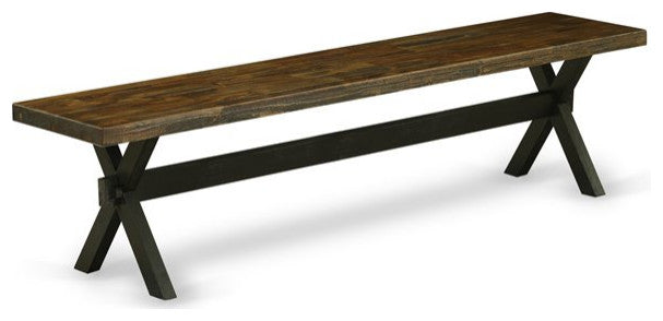 6-Piece Set With 4 Chairs, Wooden Cross Legs, Table and Dining Bench