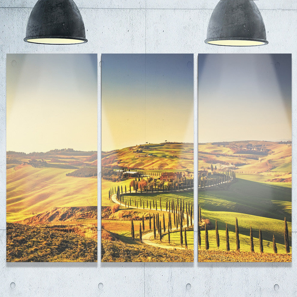 "Crete Senesi Rural Landscape Tuscany" Metal Wall Art, 3 Panels, 36"x28"