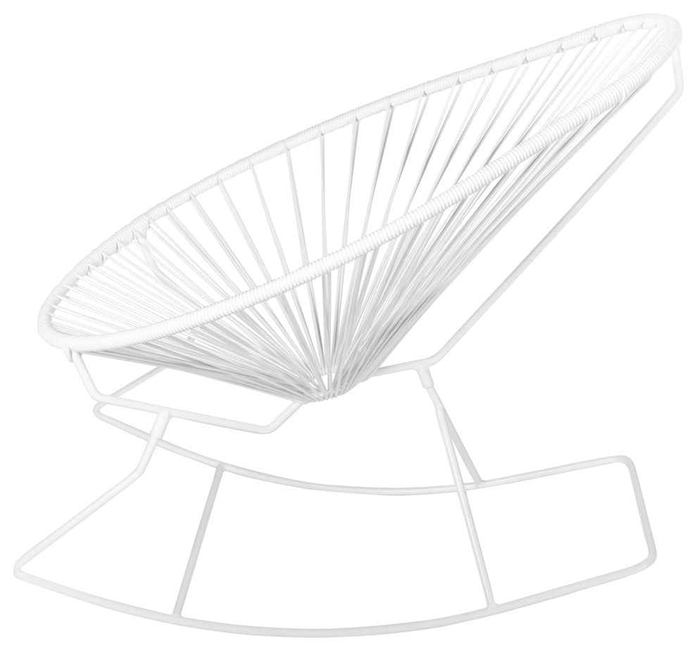 Acapulco Indoor/Outdoor Handmade Rocker, White Weave, White Frame