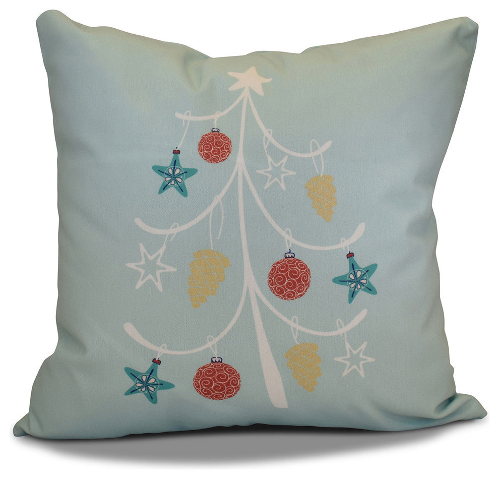Decorative Holiday Pillow Geometric Print, Aqua, 20"x20"