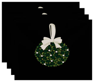 Mistletoe Me, Floral Print Placemat, Black (Set of 4), 18 x 14"