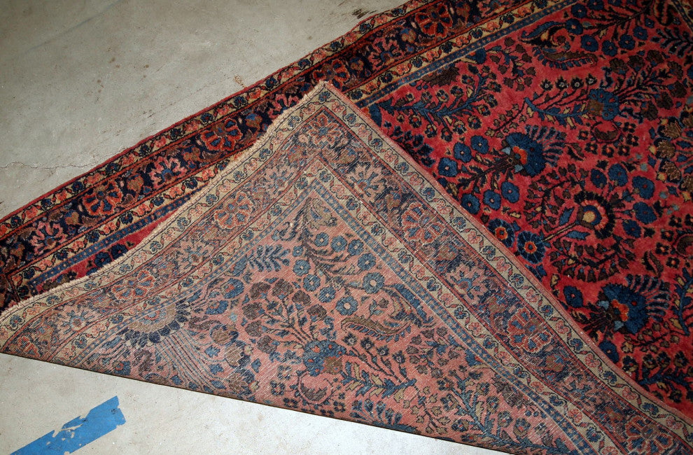 Handmade antique Persian Sarouk rug 3.1' x 5.5' (94cm x 167cm) 1910s