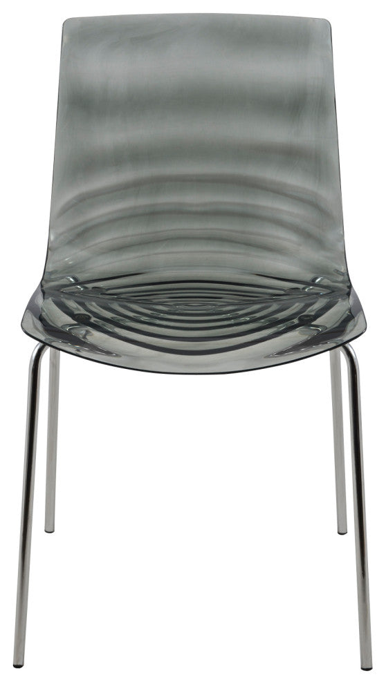 LeisureMod Modern Astor Plastic Dining Chair, Set of 4 Transparent Black