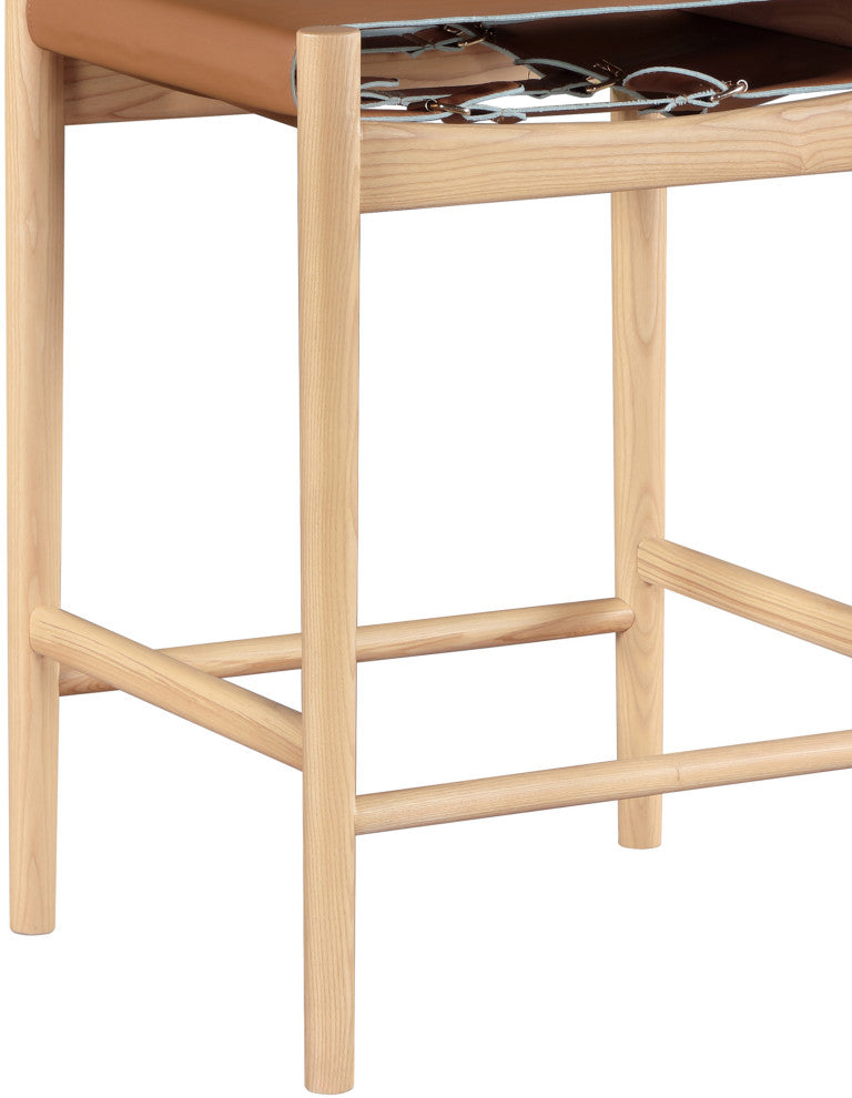 Rawlins Upholstered Bar and Counter Stool, Cognac, Vegan Leather, Natural