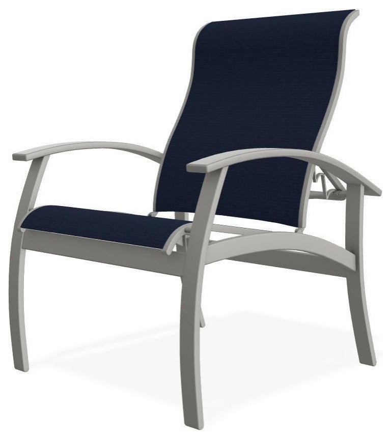 Belle Isle Sling Adjustable Outdoor Dining Chair, Navy/Snow