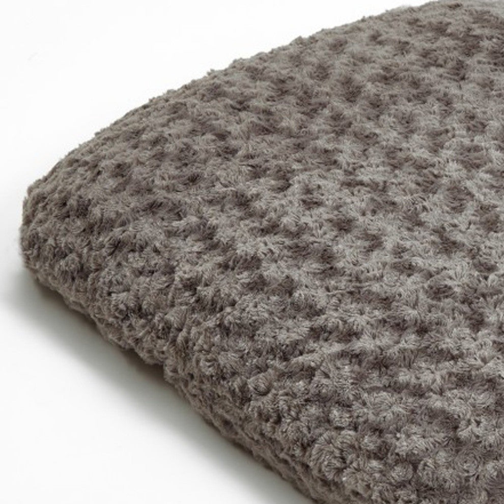 Gray 2'x3' Lux Faux Fur Oval Pet Bed