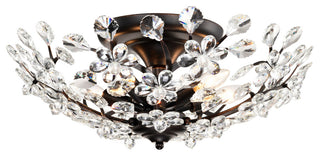Cathy 5-light Crystal Glass Flowers Blooms Flush Mount