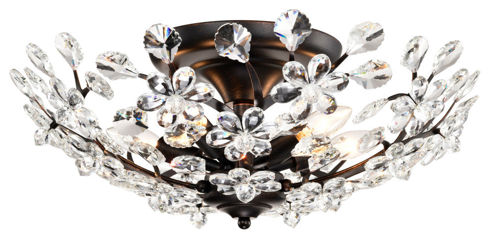 Cathy 5-light Crystal Glass Flowers Blooms Flush Mount