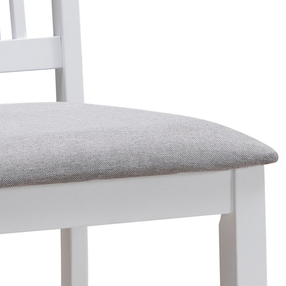 Set of 2 Slat Back Cushioned Seat Wood Chairs, White