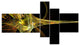 Large Fractal Artwork Yellow, Abstract Canvas art print, 60"x32", 5 panels