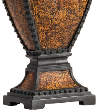 Tooled Leather Table Lamp Resin Tooled Leather Finish, Set of 2