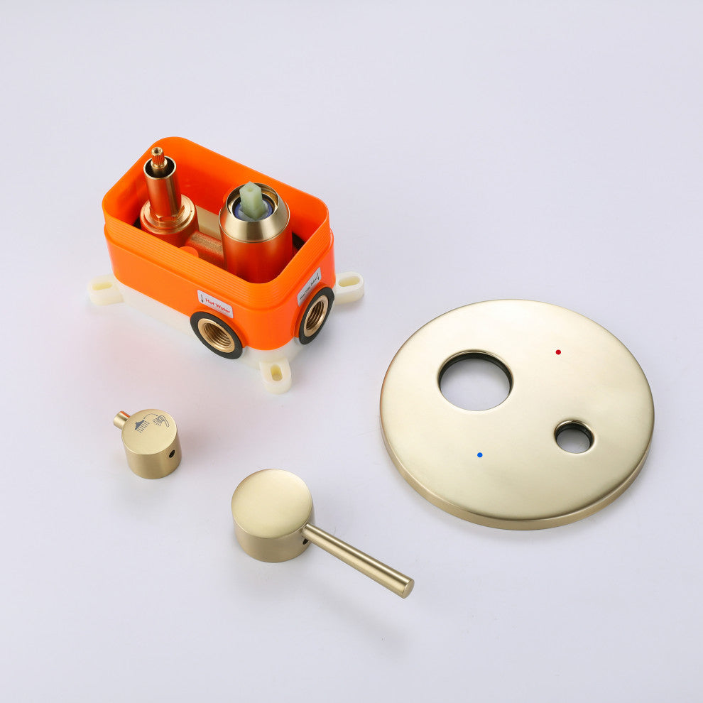 Rain Shower System with Hand Shower-Includes Rough-In Valve, Brushed Gold