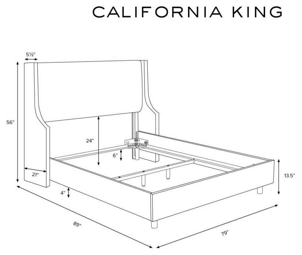 Wingback Bed, Linen Navy, California King