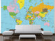 World Map Wall Decal, Classic Colors, 62"x42"