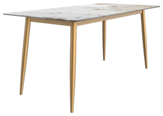Zayle Dining Table with Rectangular Tabletop in Steel, White Grey, 71" Wide