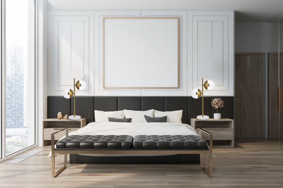 Midcentury Modern Brass And Clear 2-Light Table Lamp