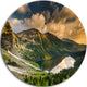 Dramatic Sky Over Alpine Lake, Landscape Disc Metal Wall Art, 23"