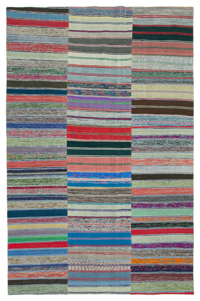 Rug N Carpet - Handmade Oriental 7' 3'' x 11' 2'' Unique Patchwork Kilim Rug