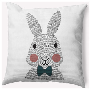 Monochrome Bunny Easter Decorative Lumbar Pillow, Ligonberry Red, 14x20"
